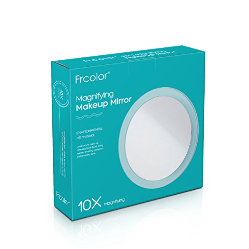 Frcolor Make Up Mirror - 10x Magnifying 5.9 inch Round Vanity Cosmetic Mirror with 3 Suction Cups for Cosmetic Makeup (White)