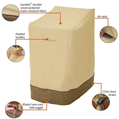 Classic Accessories 78972 Veranda Water-Resistant, Stackable Garden Chair Cover, Pebble/Bark/Earth (64cm)