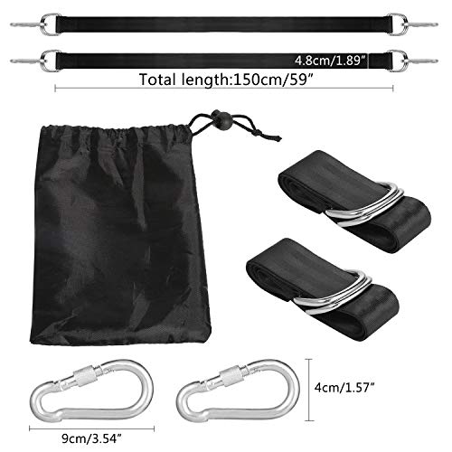 xocome Premium Tree Swing Hanging Hammock Straps - Hanging Straps 150cm With 2 Heavy Duty Safety Lock Carabiner Hooks & D-rings, Polyester Straps