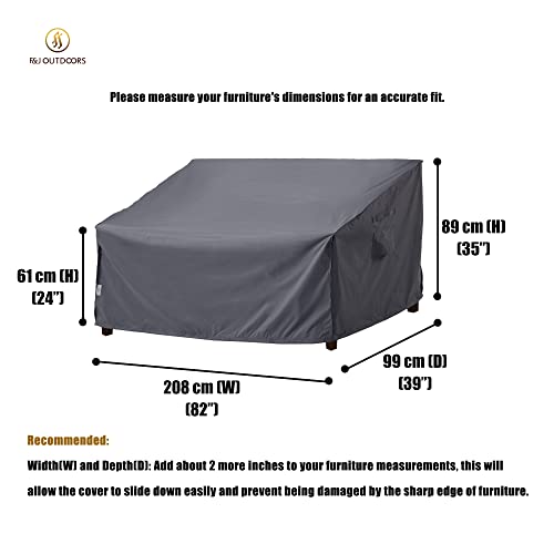 F&J Outdoors Garden Sofa Cover Waterproof Outdoor UV Resistant Eco-friendly Fabric Deep Seat Couch Covers, 208x99x61/89cm,Grey