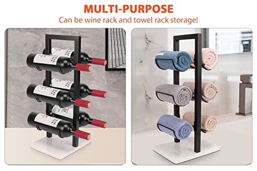 HarJue Tabletop Wine Rack, Wine Racks Countertop, Metal Wine and Water Bottle Holder-Freestanding, Hold 6 Wine Bottles-Wine Bottle Storage with M