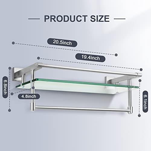 Bathroom Glass Shelf Towel Rack Shelf Glass Organizer Wall-Mounted Bathroom Storage SUS304 Stainless Steel Towel bar/Track Wall-Mounted Tempered