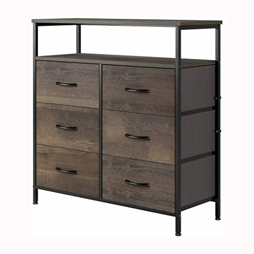 FGHOEV Sideboard Storage Cabinet Chest With 6 Drawers Wood Household Furniture For Home Kitchen Bedroom Living Room Hallway Drawer
