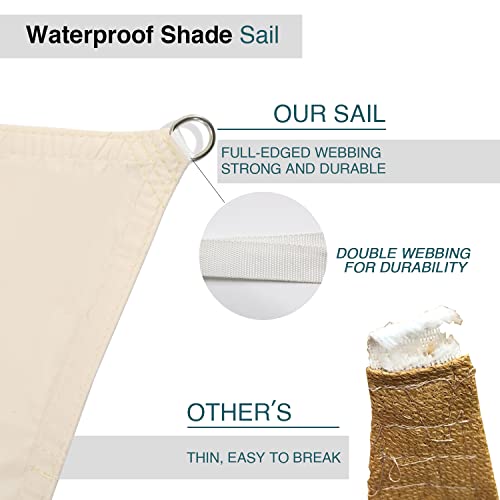 ECOOPTS 12'x12'x17' Waterproof Sun Shade Sail Triangle Canopy Cover UV Blockage for Outdoor Patio Pergola Backyard Garden (Beige)