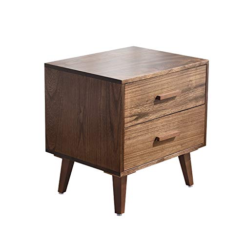 N/A Solid Wood Nordic Bedside Table Walnut Color Bedside Table, Simple Bedroom Storage Cabinet Bedside Table
