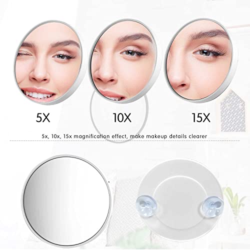 GZGXKJ 7 Pcs Magnifying Makeup Mirror with Suction Cups 5X 10X 15X Compact Travel Magnify Mirror with Black Head Remove Kit for Blackhead Blemish