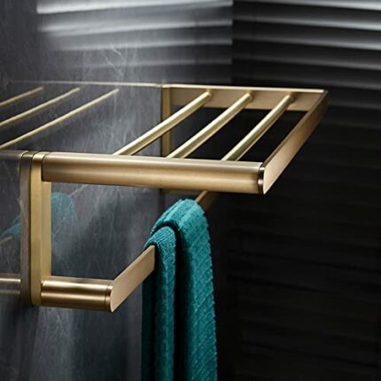 HIGOH Towel Rack Bathroom Accessory Brass Brushed, Towel Rack Towel Bar Towel Holder Bath Hardware Bathroom Hardware
