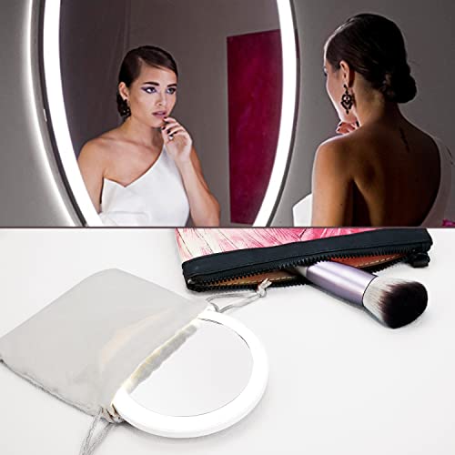 LED Lighted Magnifying Mirror 5X - with Suction Cup, Dimmable Light, Rechargeable, Portable Travel Makeup Vanity Bathroom Shaving Mirror for Clos