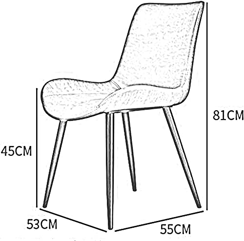 Dining Chair PU Leather Cushion Backrest Table Chair Metal Legs Makeup Chair Office Restaurant Reception Chair Non-slip Foot (Color : Black, Size