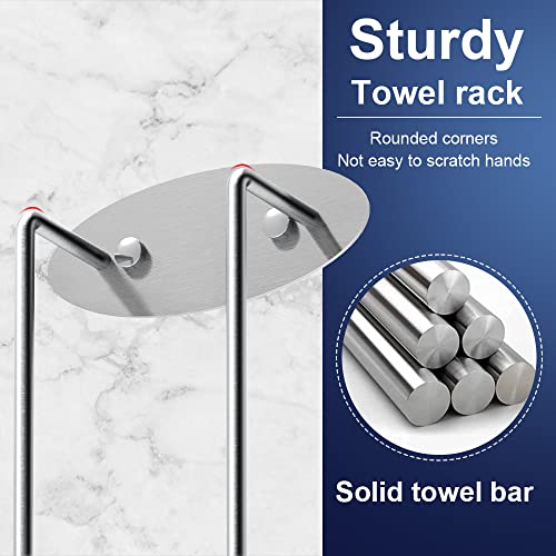 HONPHIER Towel Storage Racks Self-Adhesive Towel Holder Wall Mounted Stainless Steel Towel Rail with Hook No Drilling Bath Towel Holder for Kitch