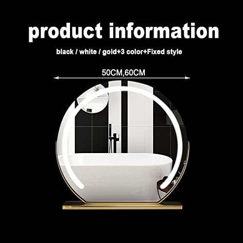 Led Semicircular wall mirror,bathroom mirror with lights, Touch Switch,5mm HD silver mirror,3 Colors Dimmable Brightness, Energy -saving,Can rota