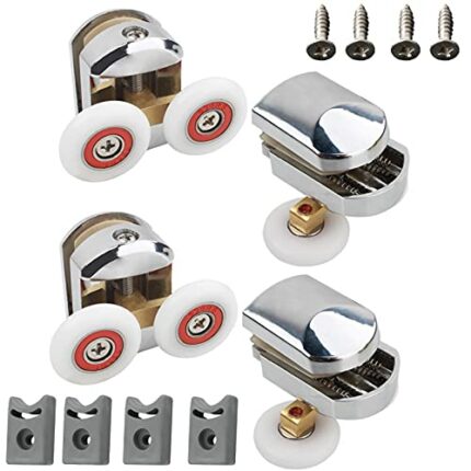Shower Door Rollers, 4pcs 25mm Sliding Shower Doors Wheels Replacement Roller Runner Wheel 2 Top & 2 Bottom Chrome Plated Door Roller