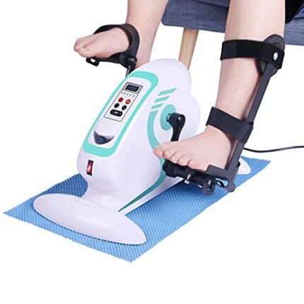 LUNEZY Electronic Physical Therapy Rehab Pedal Exerciser, Portable Mini Cycle Bike for Under Your Office Desk, Slim Design for Arm or Foot - Smal