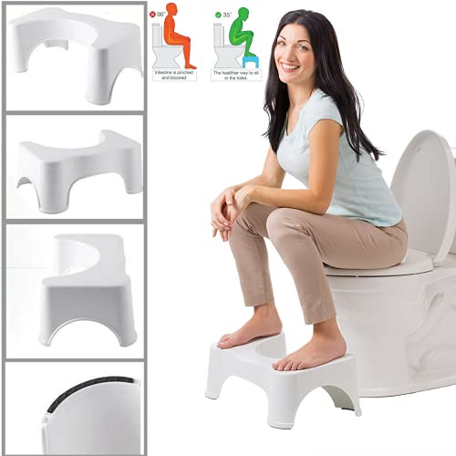 JJA Bathroom Toilet Stool, Foot Step Stool, Footstools, For Constipation Piles Relief Foot Stool - Anti-Slip Bathroom Accessories (Light Grey)