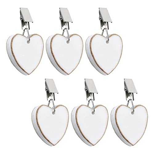 Morobor Tablecloth Weights Clips, 6pcs Heart Shape Stone Table Cloth Weights Metal Clip with Gilt Edge Design for Outdoor Picnic Family Dinner(Gr