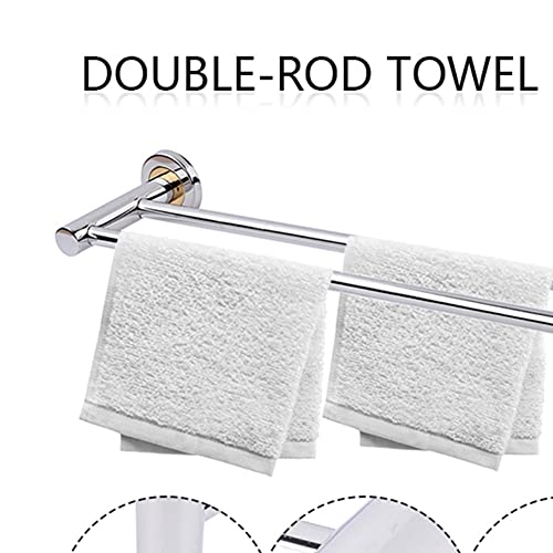 HIGOH Towel Racks, Towel Rail for Bathroom,Stainless Steel Double Bars,Hand Towel Holder Bathroom Kitchen Wall-Mounted Towel Holder,2 Layer Towel