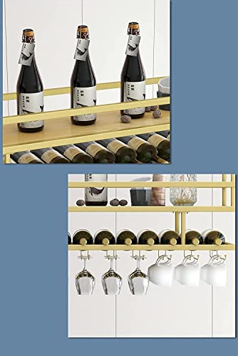 EMISOO Ceiling Mount Shelf Hanging Wine Rack with Glass Holder and Shelf, Adjustable Height Metal Ceiling Bar Wine Glass Rack, 2 Layer Industrial