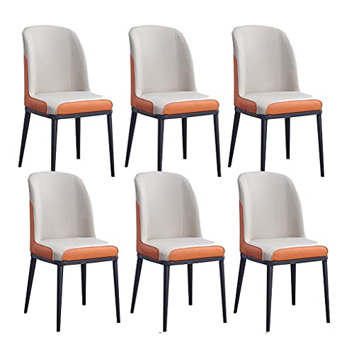 Kitchen Dining Room Furniture Chairs Dining Chairs Set Of 6 Metal Legs Kitchen Living Room Chairs Modern PU Leather High Back Padded Soft Seat Ac