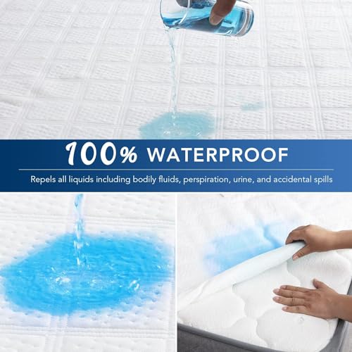 Premium Waterproof King Mattress Protector Breathable Cooling Bamboo Fabric Mattress Pad Cover Smooth Soft Noiseless Bed Cover Machine Washable V