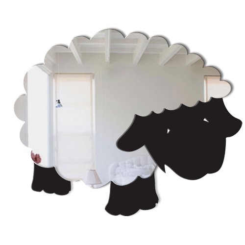 Mungai Mirrors 15cm Wooly Sheep Acrylic Mirror, Silver