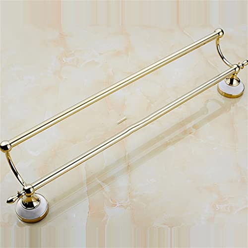 TBIIEXFL Gold Color Wall Mounted Stainless Steel Double Towel Bars Bathroom Towel Hanger Bathroom Accessories Towel Rack