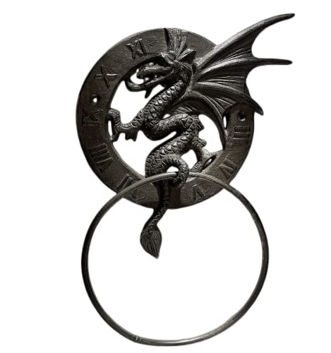 Konjouror Cast Iron Antique Dragon Towel Ring, Wall Mounted Medieval/Gothic Accessories for Bathroom