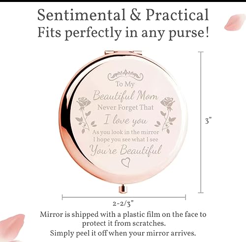 Compact Mirror for Her Inspirational Gifts for Women Friends Engraved Makeup Mirror for Her (Rose Gold)