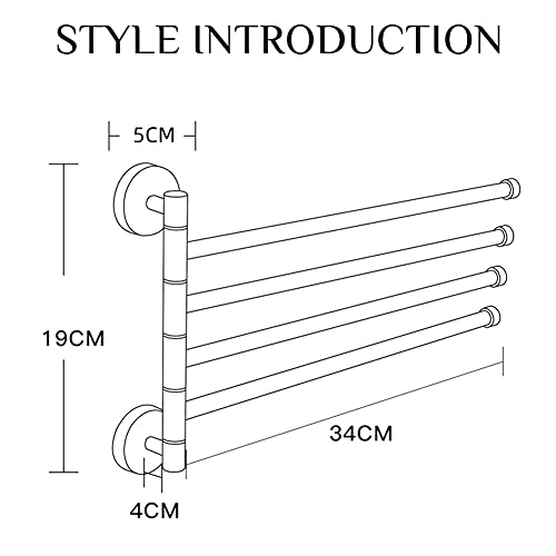 HIGOH Towel Rack Towel Rack Household Bathroom Activity Towel Bar,Stainless Steel Rotating Towel Rack,Bathroom Washing Rack Folding Three Rod Tow