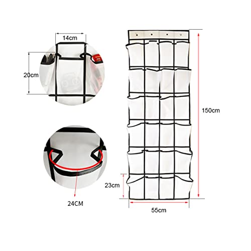 Shoe Organizers Hanging Storage Over the Door Shoe Racks with 24 Large Mesh Pockets 4 Hooks Gadget Storage Wall Hanging Wardrobe for Kitchen Bedr
