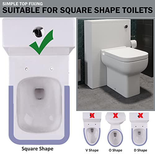 Mass Dynamic Square Toilet Seat Soft Close, One Button Quick Release Toilet Seats for Easy Cleaning, Easy Installation with Top Fixing & Adjustab