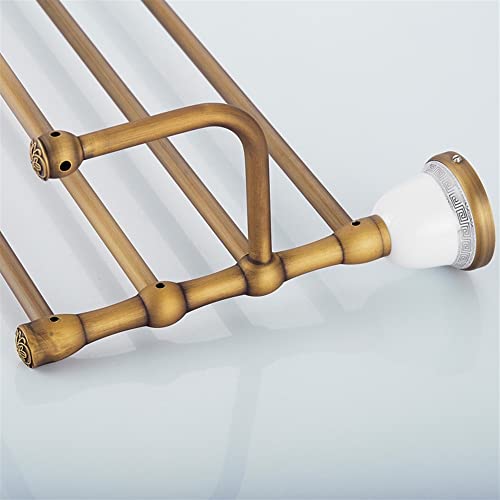 HIGOH Towel Racks,Bathroom Towel Rack Wall Mounted Towel Holder,All Copper European Towel Rack,Bathroom Antique Ceramic Base Towel Rail,New Retro