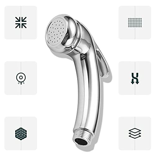 High Pressure Shower Head 1/2" Thread Chrome Trigger Handheld Shower Head with On/Off for Baths, Boats, Caravans, Motorhome, Hair Salons