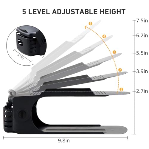 New Shoe Slots Organizer 12 Pack - Upgrade Shoe Stackers for a Pair Of Shoes, Shoe Storage Shoe Space Savers 50%, 5 Levels Adjustable Space Savin