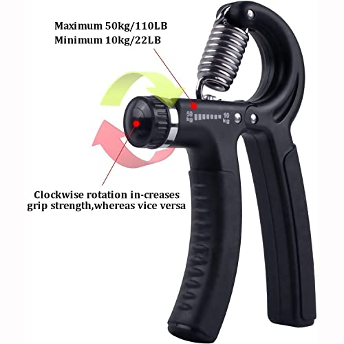 IDEAPRO Hand Grip Strengthener Adjustable Resistance (10-50kg),Hand Grip Exerciser,Forearm Grip, Hand Squeezer, Hand Exercise, Gripper, Finger St
