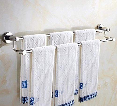 Double Towel Rails Screw Wall Mounted,SUS 304 Stainless Steel Bath Towel Holder, Rustproof Hand Towel Bar,Towel Rod Mirror Reflection for Bathroo