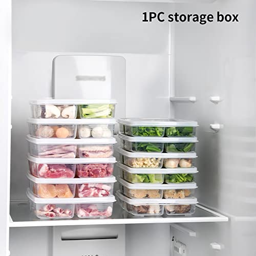 Kisbeibi Divided Veggie Tray with Lid Stackable Vegetable Storage Square Appetizer Relish Serving Platter,Reusable Bento Box 4-Compartment Food C