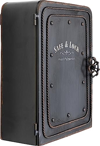Kare Design Key Box Safe, grey, 31x24x13cm, steel, key cabinet with 6 hooks