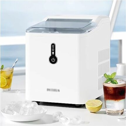 Shykey countertop ice machine Ice Maker Machine for Countertop, Portable Ice Maker Machine with Ice Scoop and Basket, Bullet-Shaped Ice for Home/