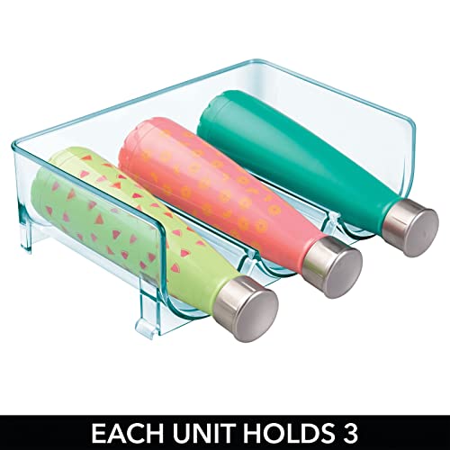 mDesign Set of 2 Bottle Holder Shelves — Water Bottle Holder for up to 3 Bottles — Ideal for Use as a Wine Rack — Sea Blue