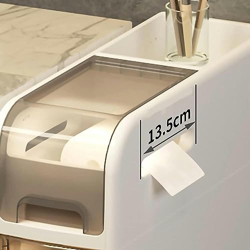 Narrow Bathroom Floor Cabinet, Slim Toilet Paper Storage Cabinet with Clear Drawers and Casters Plastic Storage Tower Organizer Unit for Washroom