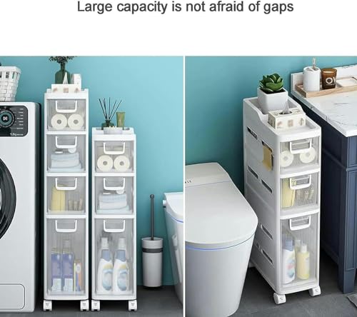 Shykey Small Bathroom Floor Cabinet Organizer, Large Capacity Side Toilet Cabinet, Slim Bathroom Storage Cabinet Free Standing Toilet Paper Holde