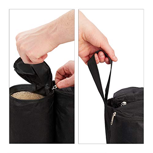 Relaxdays Gazebo Weights, Pack of 4, Outdoor Weight Bags, Fillable with Sand & Gravel, Tent Anchor, 10 kg per Leg, Black