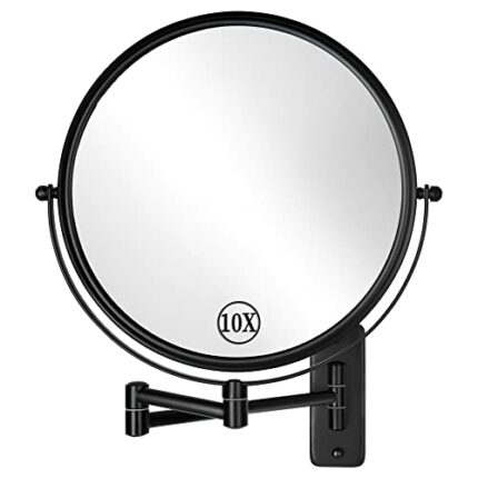 DECLUTTR 9" Wall Mounted Makeup Mirror, 1X/10X Magnifying Mirror Double-Sided, Large Size 360° Swivel Makeup Mirror with Magnification, Extendabl