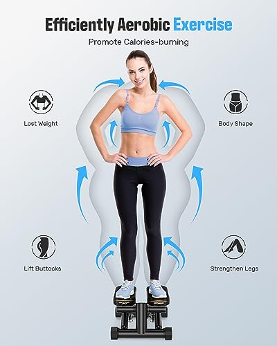 Sportsroyals Stair Stepper for Exercises-Twist Stepper with Resistance Bands and 330lbs Weight Capacity