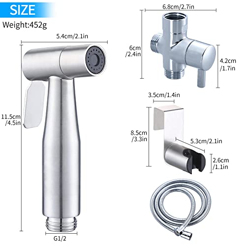 Jeonestan Handheld Bidet Sprayer for Toilet,Stainless Steel Bidet Toilet Attachment,Toilet Bathroom Douche,Cleaning Shower Head with Wall Bracket