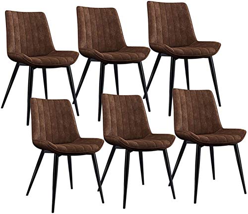 Modern Kitchen Dining Room Chairs Retro Design Faux Leather Dining Chairs Set Set Of 6 With Upholstered Back And Cushion Metal Legs (Color : B, S