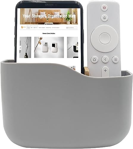 SUNFICON 2 Pack Adhesive Remote Control Holder Wall Mount Media Player Controller Holder Universal TV Remote Organiser Caddy Box Hollow Bottom Ea