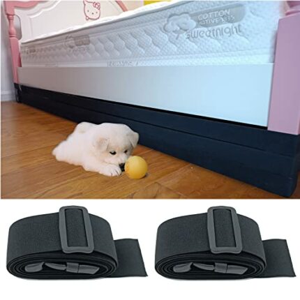 2 Pack Toy Blocker for Under Couch, Under Bed Blocker for Pets, Stop Toys from Going Under Sofa or Furniture, Adjustable Elastic Gap Bumper Stopp