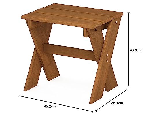 Furinno Side Table Flower Stand, Meranti Wood, Natural, 45.2 (W) x 43.9 (H) x 35.1 (D) cm