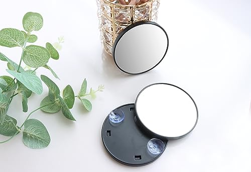 LOWIXI 10X Magnifying Makeup Mirror, Round Mirror 2 Suction Cups Facial Makeup Cosmetic Absorption Shaving Home Makeup Travel Essential(Diameter